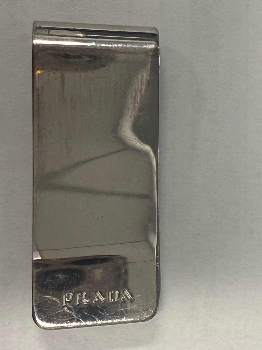 Prada Silver-tone Money Clip with Embossed Logo